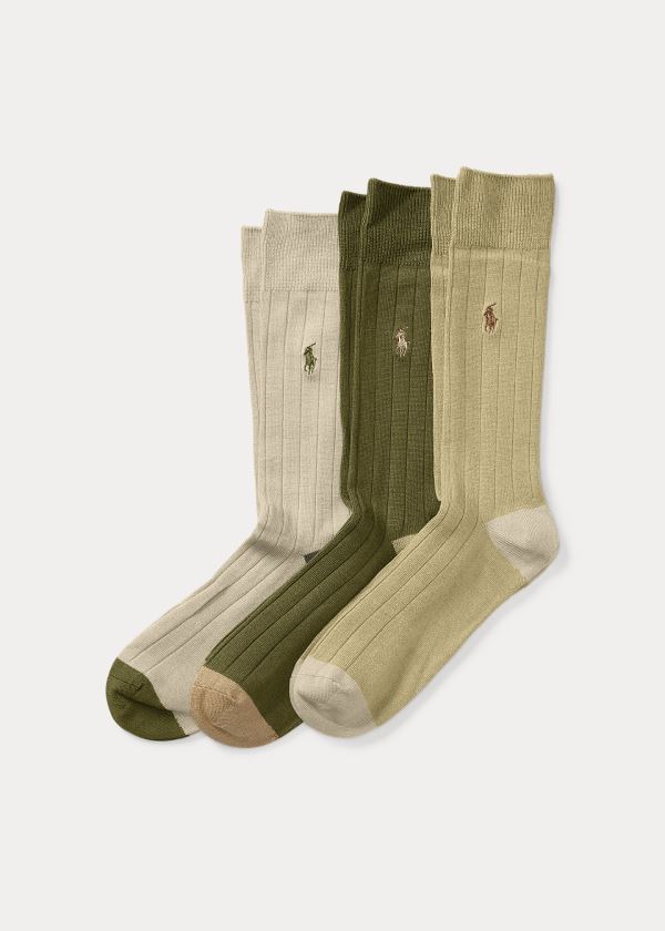 Men's Polo Ralph Lauren Rib-Knit 3-Pack Socks | 753928DEQ